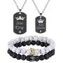 4Pcs Couple Necklace Bracelet Set for Couple s Gift Morse Code I Love You Bracelet Her and His Necklace 4Pcs Couple Necklace Bracelet Set for Couple s Gift Morse Code I Love You Bracelet Her and His Necklace