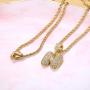 Fiasaso 14K Gold Plated A-Z Letter Necklace for Men Women CZ Bubble Initial Pendant Hip Hop Necklace Rope Chain 23''