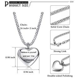 Jewenova Stainless Steel Heart Necklace for Women, Inspirational Necklace with Mantra Quotes, Inspirational Jewelry Gifts for Women Girlfriend Daughter Graduation Gift Best Friend Encouragement Gifts
