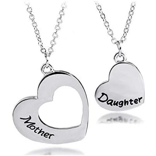 KUIYAI Mother Daughter Necklace Set of 2 Matching Heart Mom and Me Jewelry