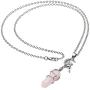 Jovivi Silver Fairy/Flower Rose Quartz Crystal Gemstone Hexagonal Healing Point Chakra Pendant Necklace 24''