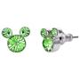Disney Silver Plate Mickey Mouse Crystal Birthstone Stud Earrings