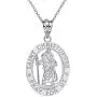 CaliRoseJewelry Sterling Silver Saint Christopher Pray for Us Oval Charm Pendant Necklace CaliRoseJewelry Sterling Silver Saint Christopher Pray for Us Oval Charm Pendant Necklace