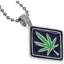 Marijuana Jewelry weed Leaf Hippie Jewelry Amulet Charm Silver Pewter Mens Pendant Necklace for men w Silver Ball Chain