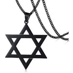 Jewish Religious Symbol Jewelry Stainless Steel Star of David Hexagram Pendant Necklace for Men