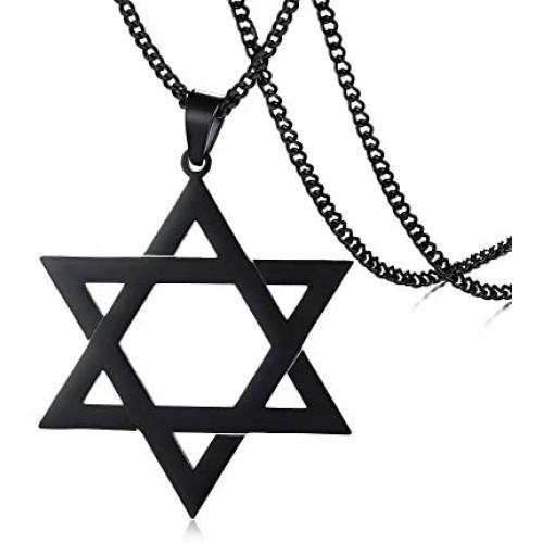 Jewish Religious Symbol Jewelry Stainless Steel Star of David Hexagram Pendant Necklace for Men