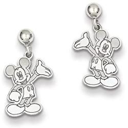 Roy Rose Jewelry Sterling Silver Waving Mickey Mouse Dangle Post Earrings Trademark and Licensed