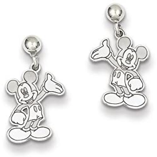 Roy Rose Jewelry Sterling Silver Waving Mickey Mouse Dangle Post Earrings Trademark and Licensed