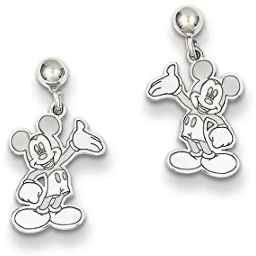 Roy Rose Jewelry Sterling Silver Waving Mickey Mouse Dangle Post Earrings Trademark and Licensed