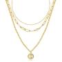 HAIAISO Layered Gold Pendant Choker Necklace - 14K Gold Plated Multilayer Coin Medallion Snake Chain Adjustable Dainty Necklace Set for Women Jewelry Gifts