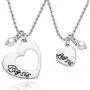 MIXJOY Sister Necklace for 2 Big Sis Little Sis Heart Pendant Necklace Set Stainless Steel MIXJOY Sister Necklace for 2 Big Sis Little Sis Heart Pendant Necklace Set Stainless Steel