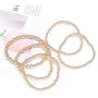 Beaded Bracelet for Women Stack 14 K Real Gold Ball Beads Bracelet Elastic String Friendship Bracelets Set Dainty Stretch Bracelets Jewelry for Men Girls