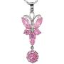 RIZILIA Dragonfly Pendant with 18'' Chain & Marquise Round Cut CZ [5 Colors Available] in White Gold Plated, Simple Modern Elegant