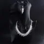 Monai Womens Vintage Cubic Zirconia Simulated Baroque Pearl Crystal Flower Bridal Necklace Earrings Jewelry Set, 3 pcs 4 pcs 5 pcs