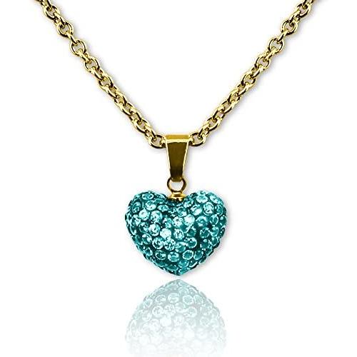 Heart Necklaces For Girls Gifts for Daughter Color Crystal Necklace Heart Pendant Necklace Girls Jewelry Hypoallergenic Crystal Heart Necklace