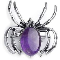 JXMYBA Spider Brooches for Women,Healing Crystal Pendant Gemstone Necklace Balance Chakra Jewelry with Stainless Steel Chain Gift Box