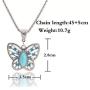 Cocazyw Silver Butterfly Turquoise Bracelet and Earrings for Women Girl Retro Charm Gemstone Jewelry Set Pendant Necklace and Drop Earrings for Women Girl