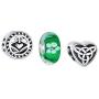 Mixed Set Bundle .925 Sterling Silver Murano Glass Good Luck Celtic Shamrock Irish Green Clover Knot Claddagh Charm Bead Spacer Fits European Bracelet For Women Teen