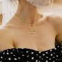 YEEZII Layered Necklace for Women Girls, 18k Gold Plated Dainty Layered Choker Necklace Handmade Coin Paperclip Pendant Adjustable Layering Chain for Women Girls Jewelry Gift (C)