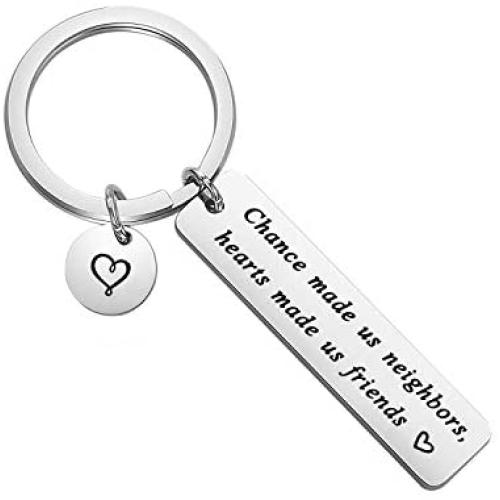CYTING Neighbor Keychain Gift Chance Made Us Neighbors Hearts Made Us Friends Housewarming Gift for New Neighbor Thank You Gift