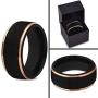 Tungsten Wedding Band Ring 10mm for Men Women Black Rose Yellow Gold Plated Step Edge Brushed Polished
