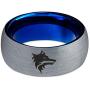 Wolf Wolfpack Pack Canine Dog Ring - Tungsten Band 8mm - Men - Women - 18k Rose Gold Step Bevel Edge - Yellow - Grey - Blue - Black - Brushed - Polished - Wedding - Gift Dome Flat Cut