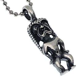 Polynesian Tribal Surfer Beach Jewelry Saipanese Maori Hawaiian Tiki Kane Ku-Lono-Kane-Kanaloa Maori Protection Amulet Pewter Boys Mens Pendant Necklace Charm for men N1 w Silver Ball Chain