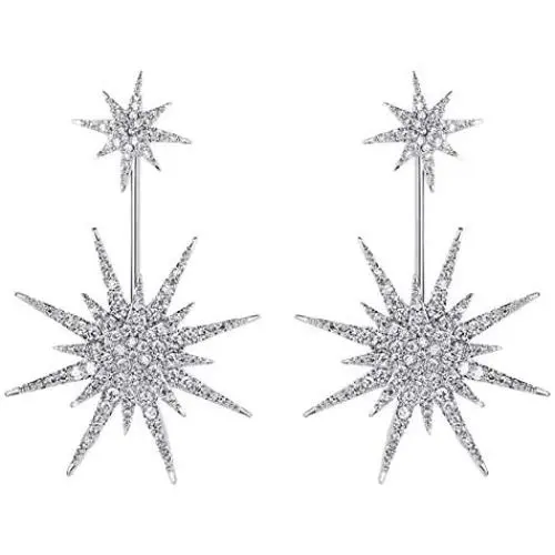 Starburst CZ Dangle Drop Earrings for Women Girls Sensitive Ear S925 Sterling Silver Stud Post Pin Fashion Lucky Star Dangling Hanging Earring Jewelry Hypoallergenic Gifts Bff Starburst CZ Dangle Drop Earrings for Women Girls Sensitive Ear S925 Sterling Silver Stud Post Pin Fashion Lucky Star Dangling Hanging Earring Jewelry Hypoallergenic Gifts Bff
