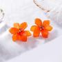 DAMLENG Fashion Bohemian Acrylic Large Flower Stud Earrings Matte Flower Dangle Earrings with Gold Flower Bud for Women Girls Mom Lover and Friends