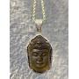 Iced Guanyin Tathagata Buddha Maroon Brown Burgandy Jade Pendant Necklace Rope Chain Genuine Certified Grade A Jadeite Jade Hand Crafted, Jade Necklace, 14k Gold Filled Laughing Jade Buddha Necklace, Jade Medallion, Fast Prime Shipping, Brpwn Iced Jade Bu
