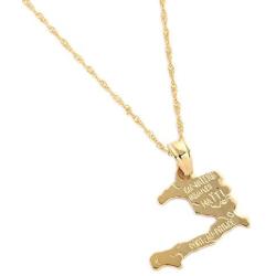 24K Gold Plated The Republic of Haiti Map Pendant Necklace Chain Port-AU-Prince Map Jewelry