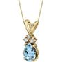 14 Karat Yellow Gold Pear Shape 0.50 Carats Aquamarine Diamond Pendant