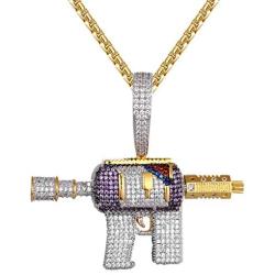 Custom Purple Lean Cup Drank AK 47 Machine Gun Bling Gold Tone Rapper Pendant