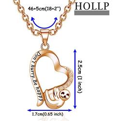 HOLLP Sloth Jewelry Dont Hurry Be Happy Sloth Necklace Heart Shape Necklace Sloth Charm Necklace for Sloth Lovers Impulsive People