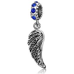 JMQJewelry Angel Wings Feathers Guardian Pendant Dangle Birthstone Charm Bead Fit Bracelets Christmas