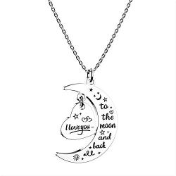 Jewelady I Love You to The Moon and Back Womens Necklace,Birthday Gifts Idea for Mom Sister Daughter Grandma,Present for Women Girls,Family Present for Her.