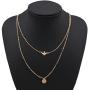 MIXIA Minimalist Peace Dove Soar Flying Double Layers Crystal Sequins Coin Chain Pigeon Bird Water Drop Pendant Multilayer Boho Necklace for Women Girls