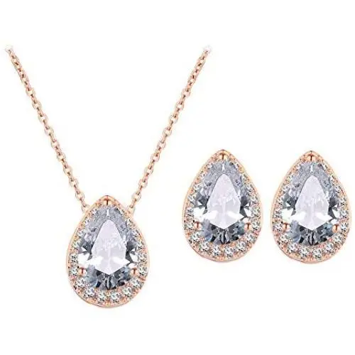 UDORA CZ Tearsdrop Earrings Necklace Jewelry Set for Bridal Bridesmaids UDORA CZ Tearsdrop Earrings Necklace Jewelry Set for Bridal Bridesmaids