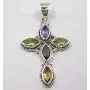 SilverStarJewel 925 Solid Silver Marquise Multistones Cross Pendant 1.7'' Low Price SilverStarJewel 925 Solid Silver Marquise Multistones Cross Pendant 1.7'' Low Price