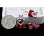 Uloveido Big Red Purple Heart Pendant Necklace AAA Cubic Zirconia Stud Drop Earrings and Solitaire Ring Crystal Wedding Engagement Jewelry Set for Women Girls Gift T086