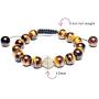 Bling Jewelry Brown Tiger Eye Blue Lapis Pave Crystal Ball Beads Shamballa Inspired Bracelet for Men Women Cord String Adjustable
