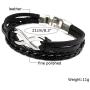 Double-Layered Handmade Braided Leather Wrap Bracelet Alloy Infinity Shaped Bracelets, 8.3''