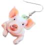 NEWEI Acrylic Drop Dangle Sweet Farm Pig Piggy Earrings Animal Jewelry For Girl Women Charms Gift