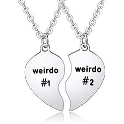 Best Friend Necklaces for 2 BFF Jewelry Weirdo Necklaces for 2 Weirdo 1 Weirdo 2 Necklaces for Women Lady Girl Friends