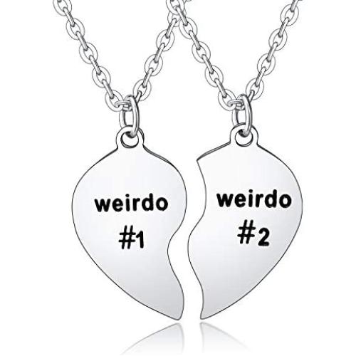 Best Friend Necklaces for 2 BFF Jewelry Weirdo Necklaces for 2 Weirdo 1 Weirdo 2 Necklaces for Women Lady Girl Friends