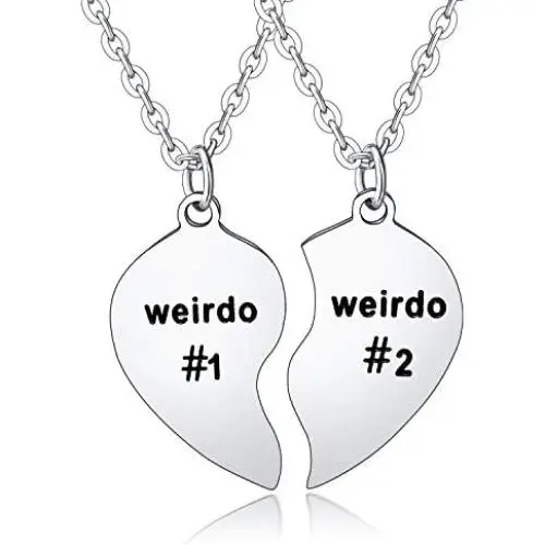 Best Friend Necklaces for 2 BFF Jewelry Weirdo Necklaces for 2 Weirdo 1 Weirdo 2 Necklaces for Women Lady Girl Friends Best Friend Necklaces for 2 BFF Jewelry Weirdo Necklaces for 2 Weirdo 1 Weirdo 2 Necklaces for Women Lady Girl Friends