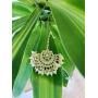 The Tikka Shop - Traditional Indian Maang Tikka - Statement Bollywood Hair Jewelry for Wedding Party Bridal & Bridesmaid - Goldtone headpiece for Women