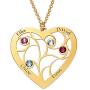 MyNameNecklace Personalized Custom Family Branch Tree Heart Necklace Made with Swarovski Crystals- Mother Day Jewelry Gift