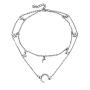 Anglacesmade Layered Star and Moon Chocker Necklace Rhinestone Celestial Necklace Bohemia Jewelry for Women and Girls(Silver)