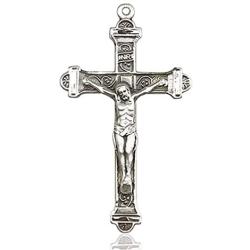 Heartland Mens Crucifix Pendant Antique Silver Accents Cross Bar Edges USA Made